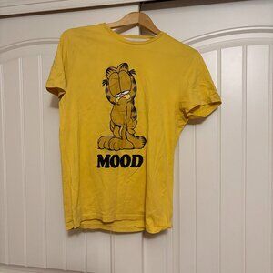 Garfield Graphic T Shirt Medium Yellow Short Sleeve Mood Primark Crew Neck
